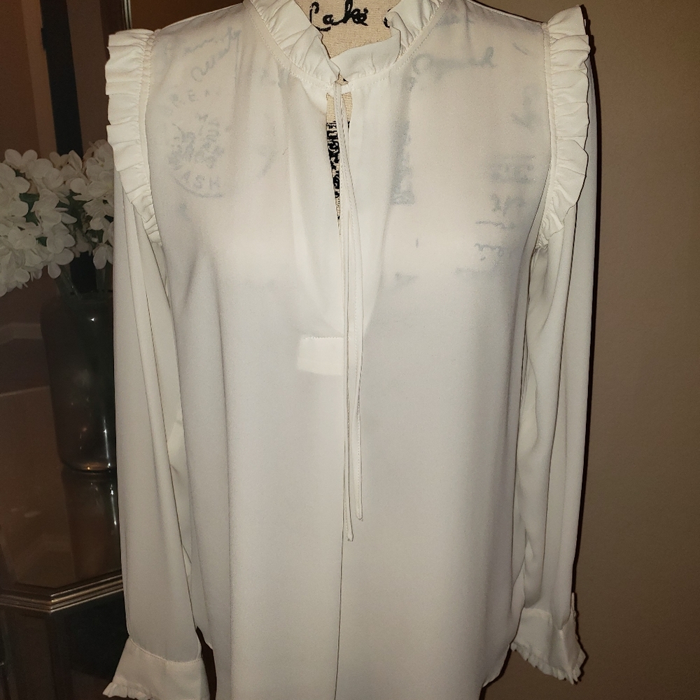 Ann Taylor Loft Ruffle collared shirt